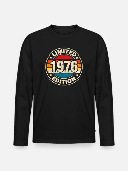 LIMITED EDITION 1976 50TH BIRTHDAY - Men's Premium Organic Long Sleeve Shirt - black