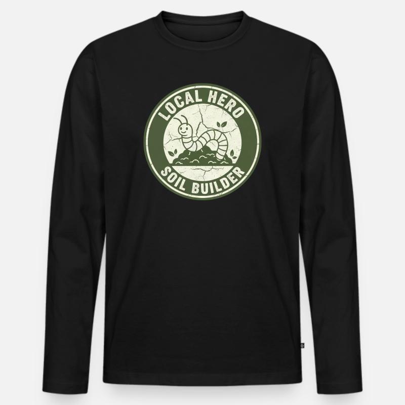 Regenwurm Bodenverbesserer Kompostierer Garten - Männer Premium Bio Langarmshirt - Schwarz
