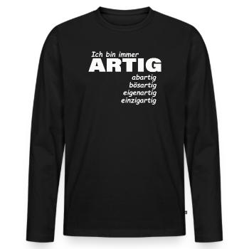 good - Men's Premium Organic Long Sleeve Shirt - black - Front - Nico (187cm)