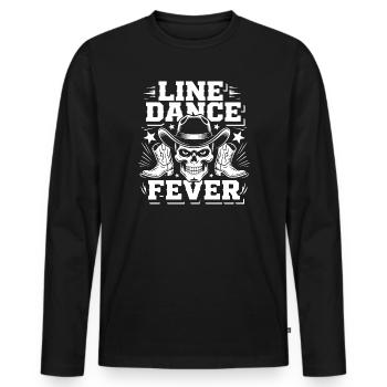 Line Dance Fever Skull - Männer Premium Bio Langarmshirt - Schwarz - Vorne - Nico (187cm)