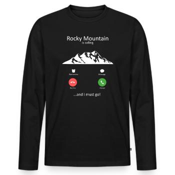 Rocky Mountain m’appelle et je dois partir - T-shirt manches longues Premium bio Homme - noir - Devant - Nico (187cm)