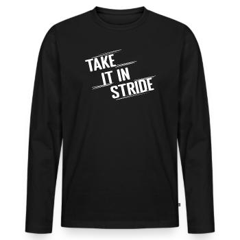 Marathonien : prenez la course avec calme - T-shirt manches longues Premium bio Homme - noir - Devant - Nico (187cm)