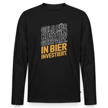 L’argent du carnaval économisé pour la fête costumée de bière et alcool - T-shirt manches longues Premium bio Homme - noir - Devant - Nico (187cm)