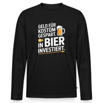 L’argent du carnaval économisé pour la fête costumée de bière et alcool - T-shirt manches longues Premium bio Homme - noir - Devant - Nico (187cm)