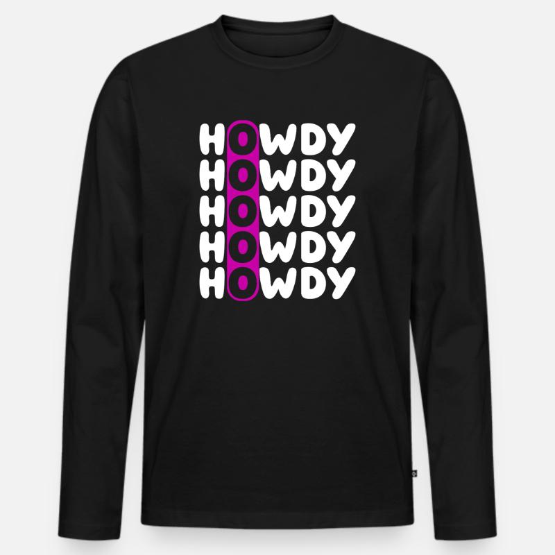 Howdy Repeat O Western Pattern - Männer Premium Bio Langarmshirt - Schwarz