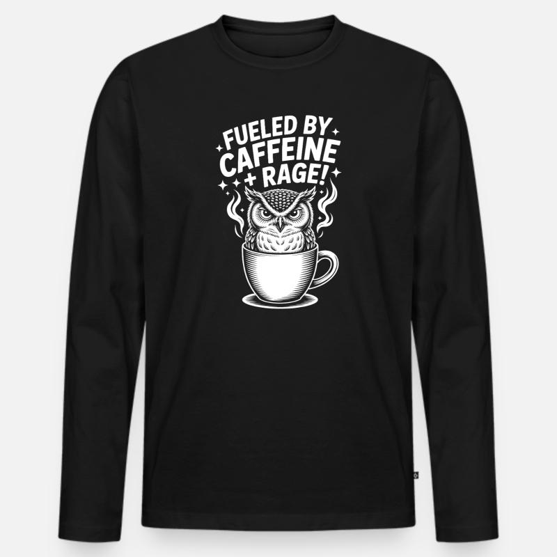 Kaffee Sprüche Koffein Lustiges Kaffee Geschenk - Männer Premium Bio Langarmshirt - Schwarz