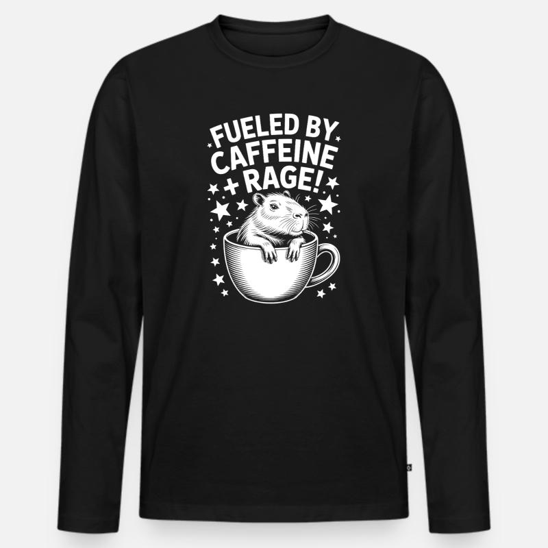 Kaffee Sprüche Koffein Lustiges Kaffee Geschenk - Männer Premium Bio Langarmshirt - Schwarz