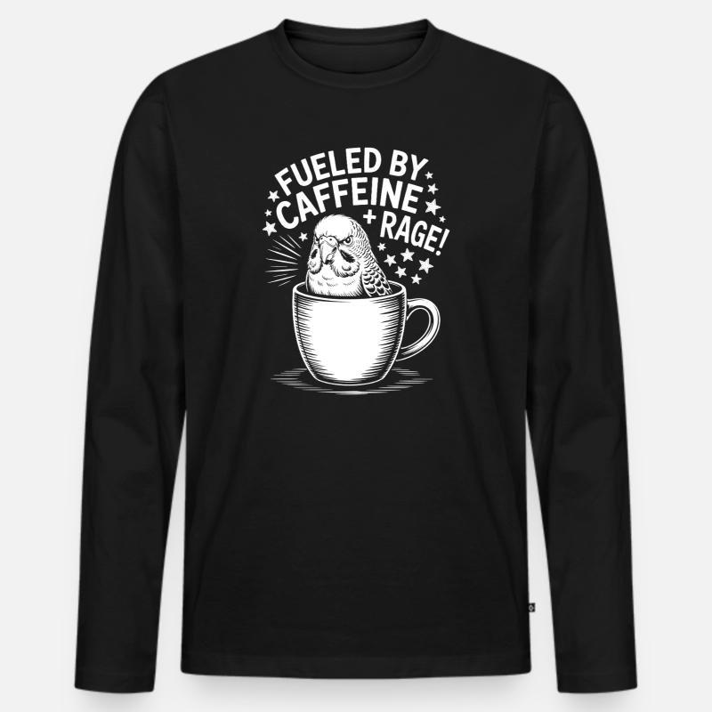 Kaffee Sprüche Koffein Lustiges Kaffee Geschenk - Männer Premium Bio Langarmshirt - Schwarz