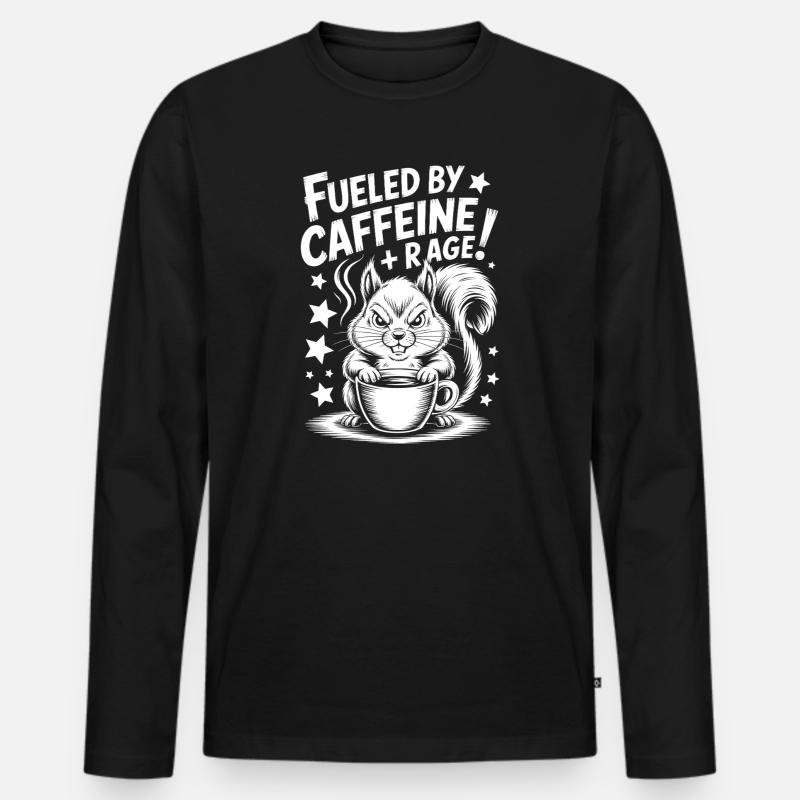 Kaffee Sprüche Koffein Lustiges Kaffee Geschenk - Männer Premium Bio Langarmshirt - Schwarz