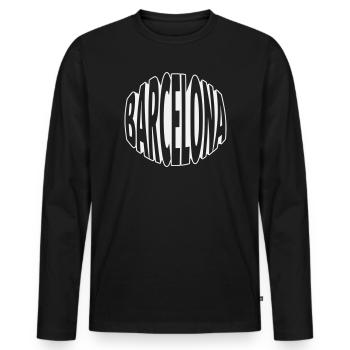 Barcelona Oval Lettering - Men's Premium Organic Long Sleeve Shirt - black - Front - Nico (187cm)