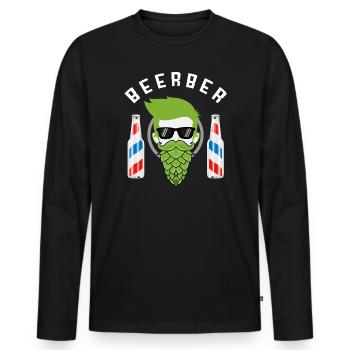 Bière – Barbier & Bière - T-shirt manches longues Premium bio Homme - noir - Devant - Nico (187cm)