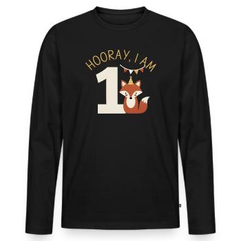 Hourra, j’ai 1 anniversaire de Sweet Fox - T-shirt manches longues Premium bio Homme - noir - Devant - Nico (187cm)