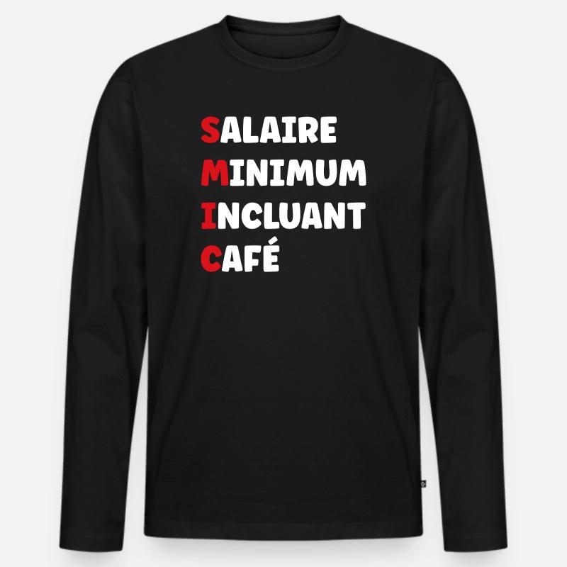 Mindestlohn einschließlich Kaffee SMIC - Männer Premium Bio Langarmshirt - Schwarz