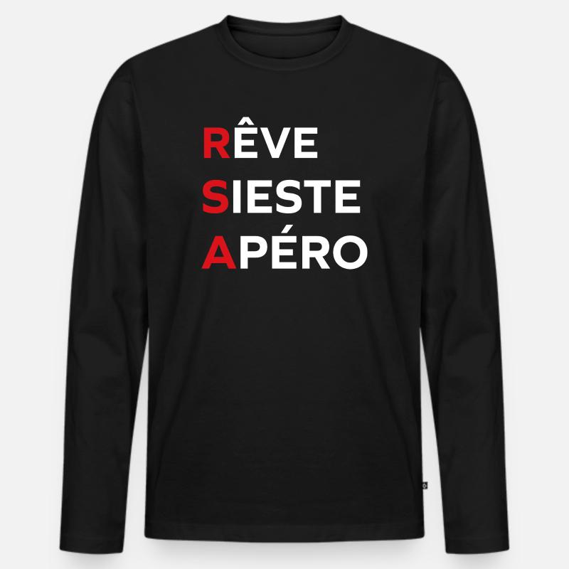 Träume Nickerchen Aperitif rsa - Männer Premium Bio Langarmshirt - Schwarz