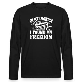 Harmonica Musican Found My Freedom Harmonica - Männer Premium Bio Langarmshirt - Schwarz - Vorne - Nico (187cm)