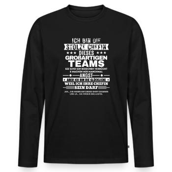 Je suis le fier patron de cette grande équipe - T-shirt manches longues Premium bio Homme - noir - Devant - Nico (187cm)