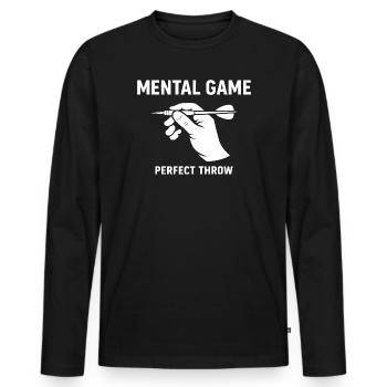Jeu mental – Projection parfaite | Chemise de fléchettes - T-shirt manches longues Premium bio Homme - noir - Devant - Nico (187cm)