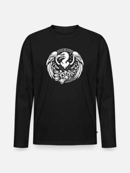 Geld_Geier_weiss - T-shirt manches longues Premium bio Homme - noir