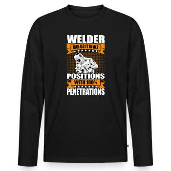 Welder Saying Gifts for Metalworkers - Men's Premium Organic Long Sleeve Shirt - black - Front - Nico (187cm)