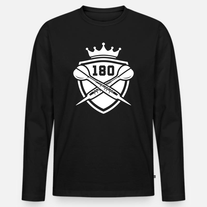 Darts 180 Wappen - Männer Premium Bio Langarmshirt - Schwarz