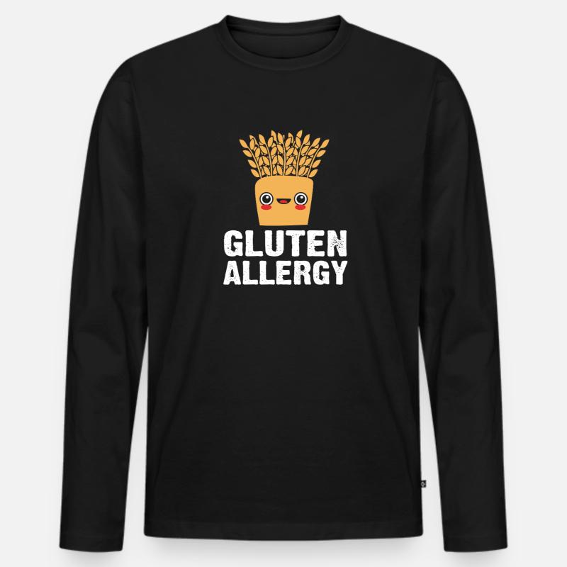 Lebensmittel Allergie - Männer Premium Bio Langarmshirt - Schwarz
