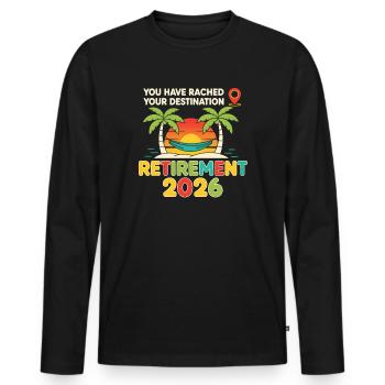 Work to Beach Funny GPS Tee Men & Woman Retired - Männer Premium Bio Langarmshirt - Schwarz - Vorne - Nico (187cm)
