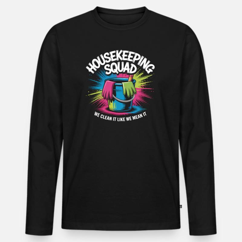 Lustiges Putzen Design - Männer Premium Bio Langarmshirt - Schwarz