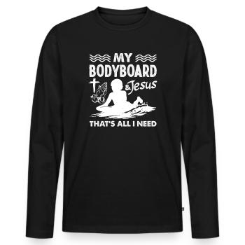 Surfing Surfboarder Bodyboarder - Men's Premium Organic Long Sleeve Shirt - black - Front - Nico (187cm)