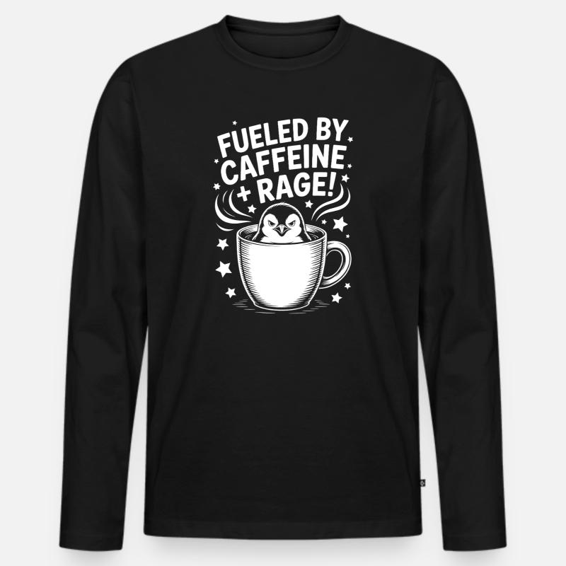 Kaffee Sprüche Koffein Lustiges Kaffee Geschenk - Männer Premium Bio Langarmshirt - Schwarz