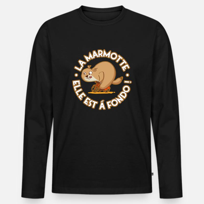 Murmeltier mit Vollgas einschalten - Männer Premium Bio Langarmshirt - Schwarz