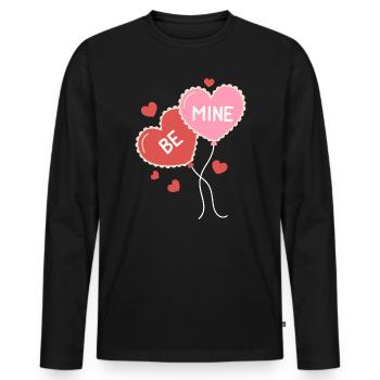 Be Mine – Botschaft der Liebe - Männer Premium Bio Langarmshirt - Schwarz - Vorne - Nico (187cm)