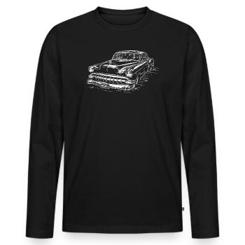 Chevy Bel Air 1954 - American Dream Hot Rod  - Männer Premium Bio Langarmshirt - Schwarz - Vorne - Nico (187cm)