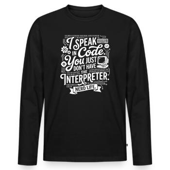 Codeflüstern Nerdleben - Men's Premium Organic Long Sleeve Shirt - black - Front - Nico (187cm)