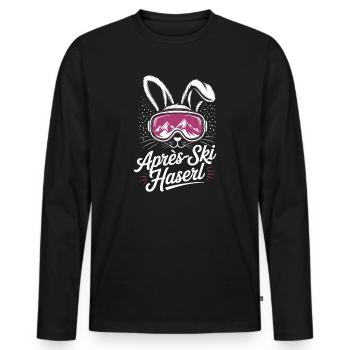 Après-ski bunny hut fun Skier ski bunny - Men's Premium Organic Long Sleeve Shirt - black - Front - Nico (187cm)