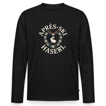 Après-ski bunny hut fun Skier ski bunny - Men's Premium Organic Long Sleeve Shirt - black - Front - Nico (187cm)