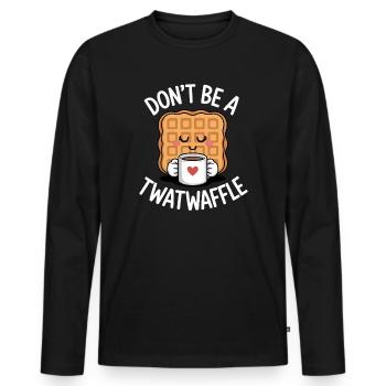 Sei kein Trottel - Männer Premium Bio Langarmshirt - Schwarz - Vorne - Nico (187cm)
