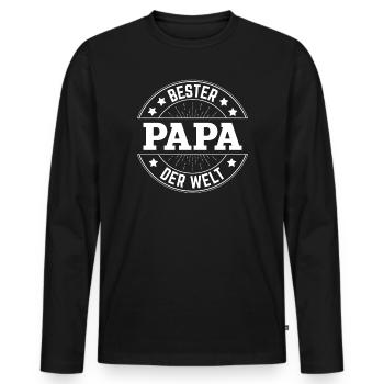 Meilleur Papa du Monde - Fête des Pères et cadeau de naissance - T-shirt manches longues Premium bio Homme - noir - Devant - Nico (187cm)