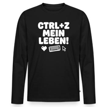 Ctrl Z Mein Leben Tech-Humor - Männer Premium Bio Langarmshirt - Schwarz - Vorne - Nico (187cm)