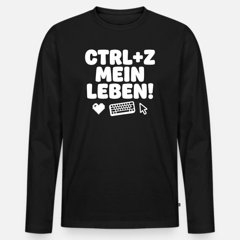 Ctrl Z Mein Leben Tech-Humor - Männer Premium Bio Langarmshirt - Schwarz