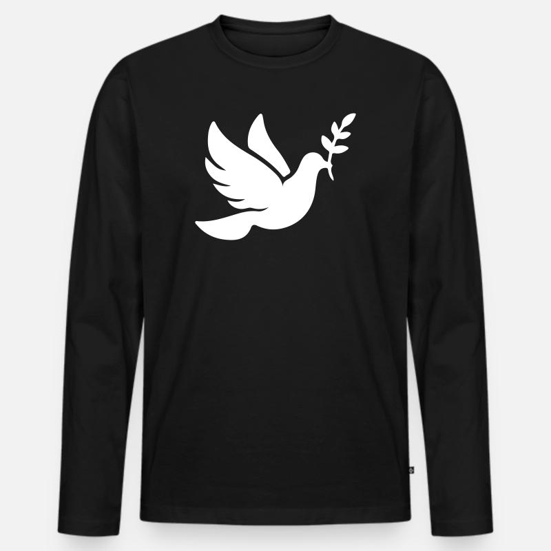 Taube Frieden Glaube - Männer Premium Bio Langarmshirt - Schwarz