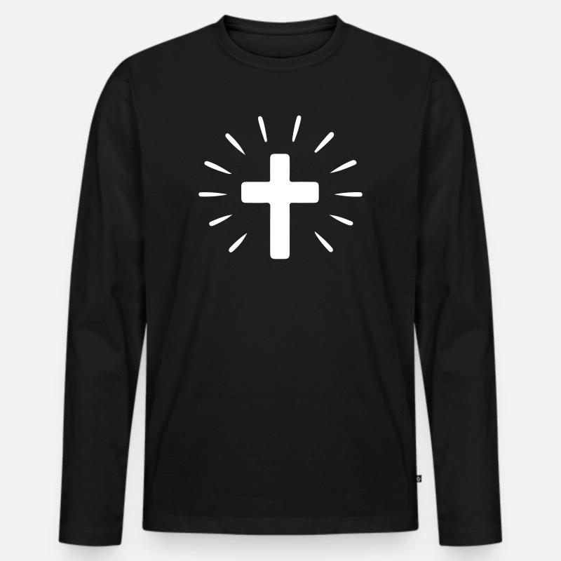 Kreuz Heilig Glaube - Männer Premium Bio Langarmshirt - Schwarz