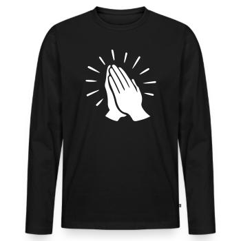Prayer Hand Pray - Men's Premium Organic Long Sleeve Shirt - black - Front - Nico (187cm)
