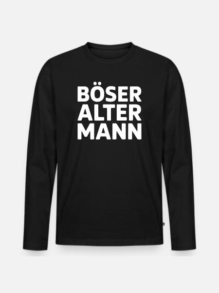Böser Alter Mann TypoStack - Männer Premium Bio Langarmshirt - Schwarz