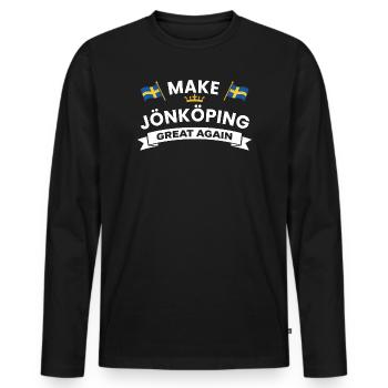 Jönköping City Crest Flag - Männer Premium Bio Langarmshirt - Schwarz - Vorne - Nico (187cm)