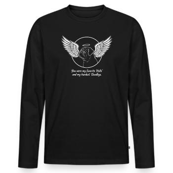 Pug Dog Cloud Angel Wings Farewell Mourning - Men's Premium Organic Long Sleeve Shirt - black - Front - Nico (187cm)