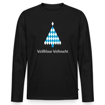 White-blue Christmas - Men's Premium Organic Long Sleeve Shirt - black - Front - Nico (187cm)