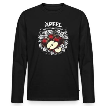 Apfelstillleben Schwarzweiß Vintage - Männer Premium Bio Langarmshirt - Schwarz - Vorne - Nico (187cm)