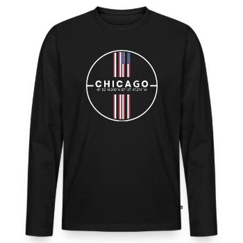 Coordonnées de Chicago - T-shirt manches longues Premium bio Homme - noir - Devant - Nico (187cm)