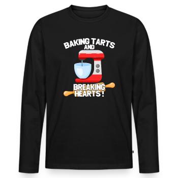 Torten backen und Herzen brechen - Männer Premium Bio Langarmshirt - Schwarz - Vorne - Nico (187cm)