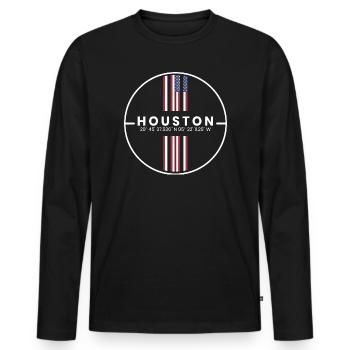 Coordonnées de Houston - T-shirt manches longues Premium bio Homme - noir - Devant - Nico (187cm)